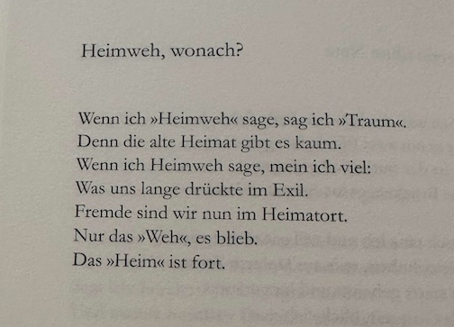 Heimweh, wonach? A poem by Mascha Kaléko